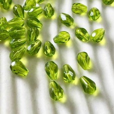 5x7mm Lt Olivine Czech Firepolish Teardrops - Pack of 10