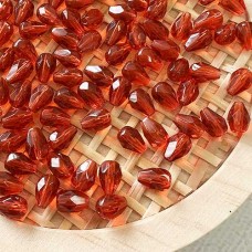 5x7mm Czech Firepolish Drops - Rufous (Deep orange) - Pack of 10
