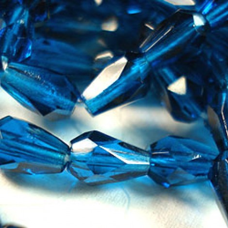 5x7mm Czech Firepolish Drops - Transparent Capri Blue - Pack of 10