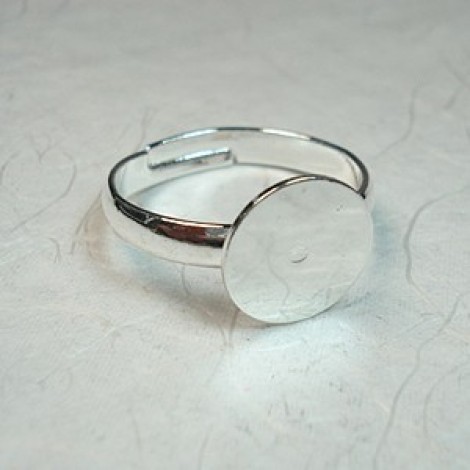 Nickel Free Silver Plated Ring with 10mm Pad