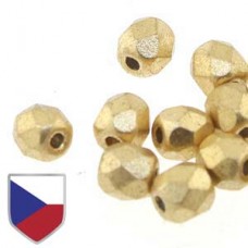 6mm Czech Firepolish Beads - Crystal Bronze Pale Gold Czech Shield