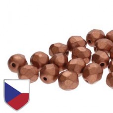 4mm Czech Firepolish Beads - Crystal Bronze Copper Czech Shield - Pack of 50
