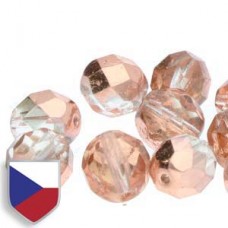 6mm Czech Firepolish Beads - Crystal Capri Gold Czech Shield