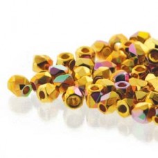 True 2mm Czech Firepolish Beads - 24K Gold Plated AB - Pack of 50