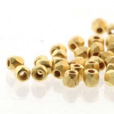 True 2mm Czech Firepolish Beads - 24K Brush Gold Plated