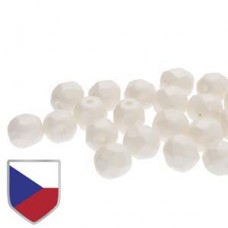 6mm Czech Firepolish Beads - Crystal Pearl Shine White Czech Shield