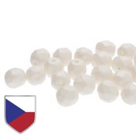 6mm Czech Firepolish Beads - Crystal Pearl Shine White Czech Shield - Pack of 20 6mm Czech Firepolish Beads - Crystal Pearl Shine White Czech Shield - Pack of 20