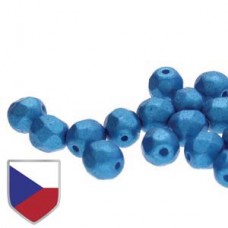6mm Czech Firepolish Beads - Crystal Pearl Shine Azuro Czech Shield