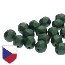 4mm Czech Firepolish Beads - Pearl Shine Dark Olive Green Czech Shield - Pack of 50