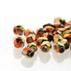 True 2mm Czech Firepolish Beads - Jet California Gold Rush