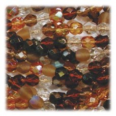 8mm Czech Fire Polish Beads - Wheatberry Mix - Pack of 20