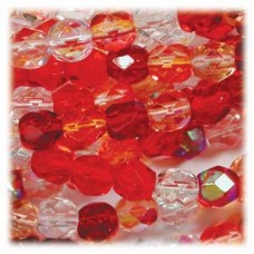 4mm Czech Firepolish Bead Mix - Strawberry Mix - Pack of 50