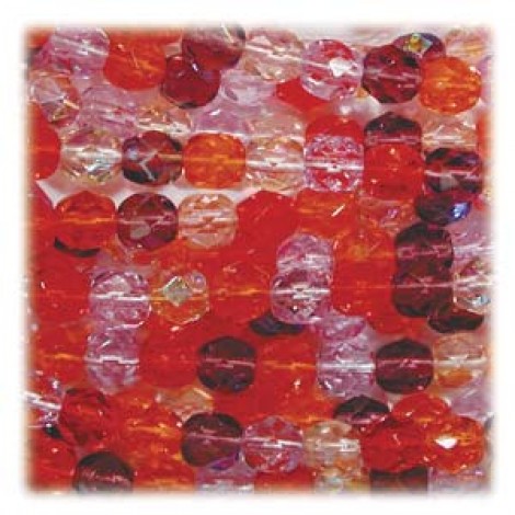 4mm Czech Firepolish Beads - Melonberry Mix - Pack of 50