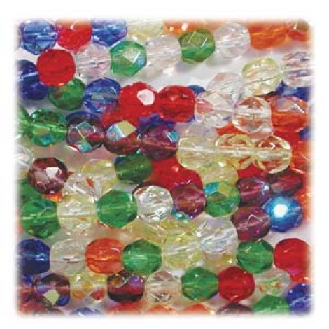8mm Czech Firepolish Beads - Rainbow AB Mix - Pack of 20
