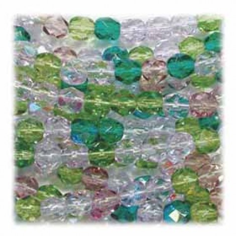 4mm Czech Fire Polish Beads - Lavender Garden Mix - Pack of 50