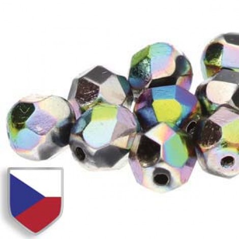4mm Czech Firepolish Beads - Jet Full Vitrail Czech Shield - Pack of 50 4mm Czech Firepolish Beads - Jet Full Vitrail Czech Shield - Pack of 50