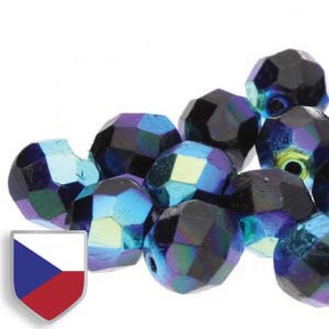 4mm Czech Firepolish Beads - Jet Full AB Czech Shield - Pack of 50 4mm Czech Firepolish Beads - Jet Full AB Czech Shield - Pack of 50