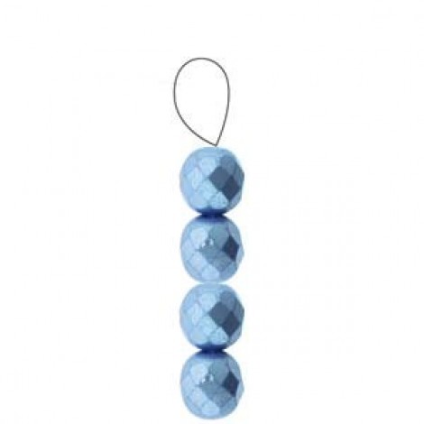 8mm Czech Firepolish Beads - Pastel Lt Sapphire - Pack of 20