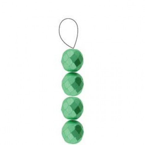 8mm Czech Firepolish Beads - Pastel Chrysoprase - Pack of 25