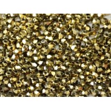 3mm Czech Fire Polish Beads - Crystal Amber Full - Pack of 50