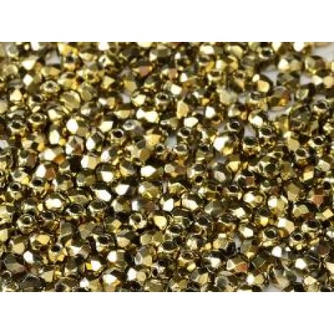 3mm Czech Fire Polish Beads - Crystal Amber Full - Pack of 50