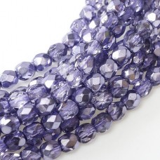 3mm Czech Firepolish Beads - Crystal Violet Metallic Ice