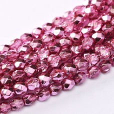 3mm Czech Firepolish Beads - Crystal Rose Metallic Ice