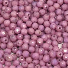 3mm Czech Firepolish Beads - Chalk White Lila Luster - Pack of 50