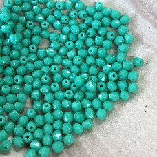 3mm Czech Firepolish Round Beads - Opaque Turquoise - Pack of 50