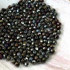 3mm Czech Firepolish Beads - Brown Iris - Pack of 50