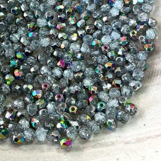 3mm Czech Firepolish Beads - Crystal Vitrail - Pack of 50