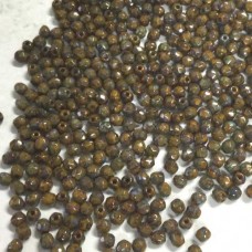 3mm Czech Firepolish Beads - Goldenrod Picasso - Pack of 50