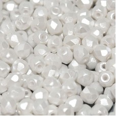 3mm Czech Firepolish Beads - Alabaster Pastel White