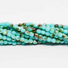 3mm Czech Firepolish Beads - Blue Turquoise Celsian - Pack of 50
