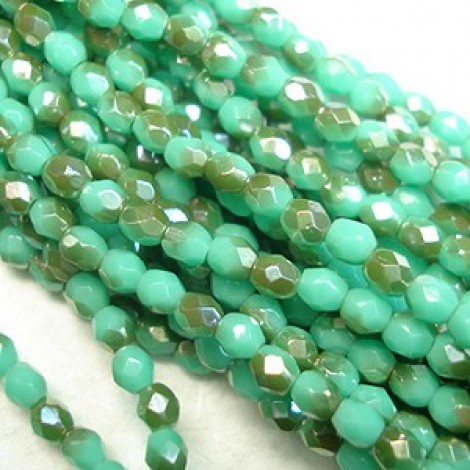 3mm Czech Firepolish Beads - Turquoise Celsian - Pack of 50