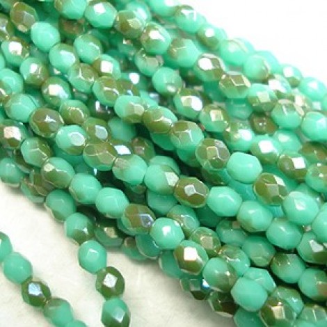 3mm Czech Firepolish Beads - Turquoise Celsian