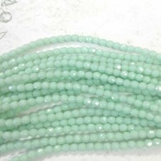 3mm Czech Firepolish Beads - Opaque Pale Jade - Pack of 50