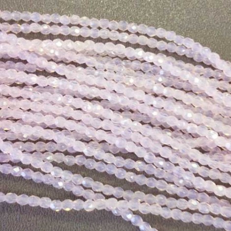 3mm Czech Firepolish Beads - Milky Soft Rosaline - Pack of 50