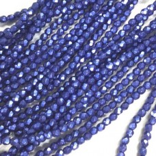 3mm Czech Firepolish Beads - Saturated Metallic Lapis Blue - Pack of 50