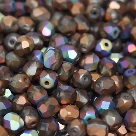 3mm Czech Firepolish Beads - Glittery Bronze Matted