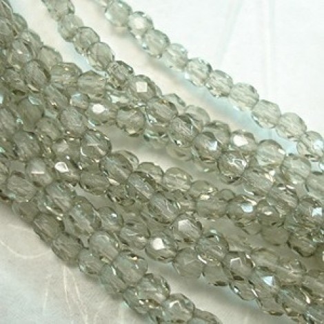 3mm Czech Firepolish Beads - Black Diamond