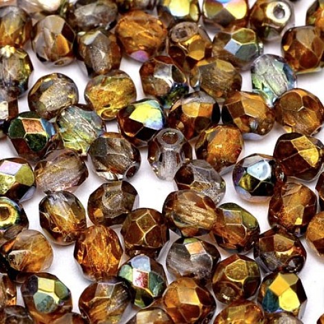 3mm Czech Firepolish Beads - Crystal Magic Copper