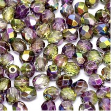 3mm Czech Firepolish Beads - Crystal Magic Orchid
