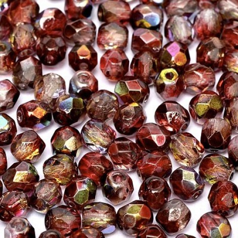 3mm Czech Firepolish Beads - Crystal Magic Wine