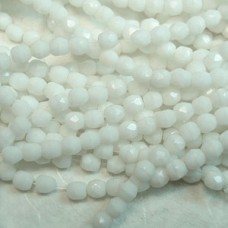 3mm Czech Firepolish Beads - Opaque White