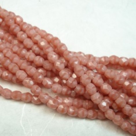 3mm Czech Firepolish Beads - Pink Coral