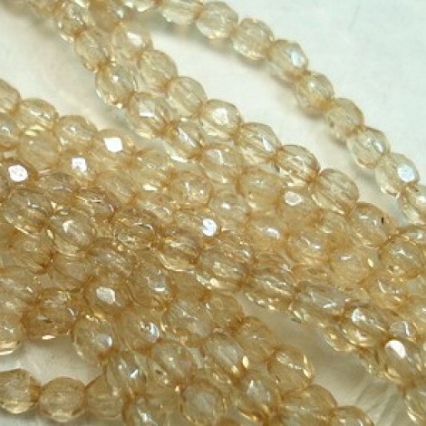 3mm Czech Firepolish Beads - Transparent Champagne Luster - Pack of 50