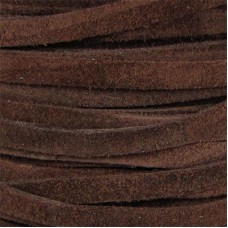 5x1.5mm European Flat Suede Leather Cord - Brown