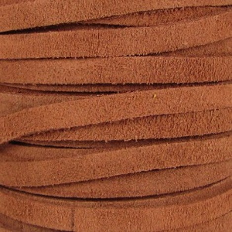 5x1.5mm European Flat Suede Leather Cord - Med Brown