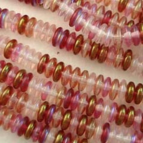 6mm Fancy Rose Mix Czech Flying Saucer Rondelles - Pack of 25